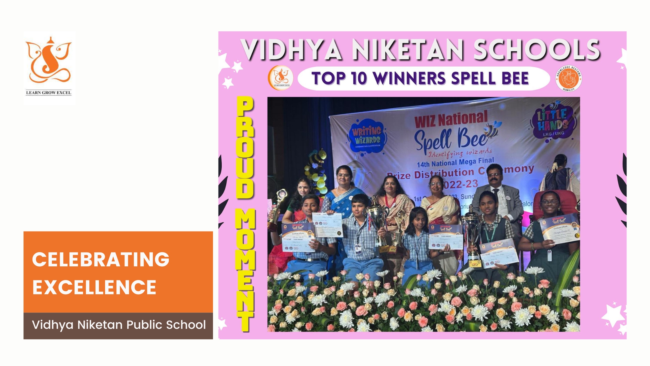 Celebrating Excellence: Vidhya Niketan Public School Shines at the 14th WIZ National Spell Bee 2022-23!